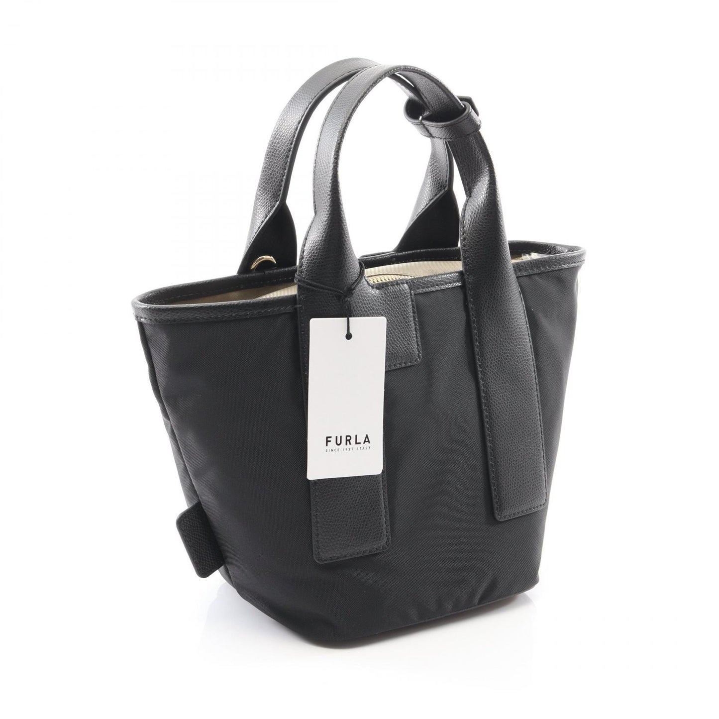 PIUMA ピューマ S ハンドバッグ トートバッグ ナイロン レザー ブラック フルラ バッグ FURLA