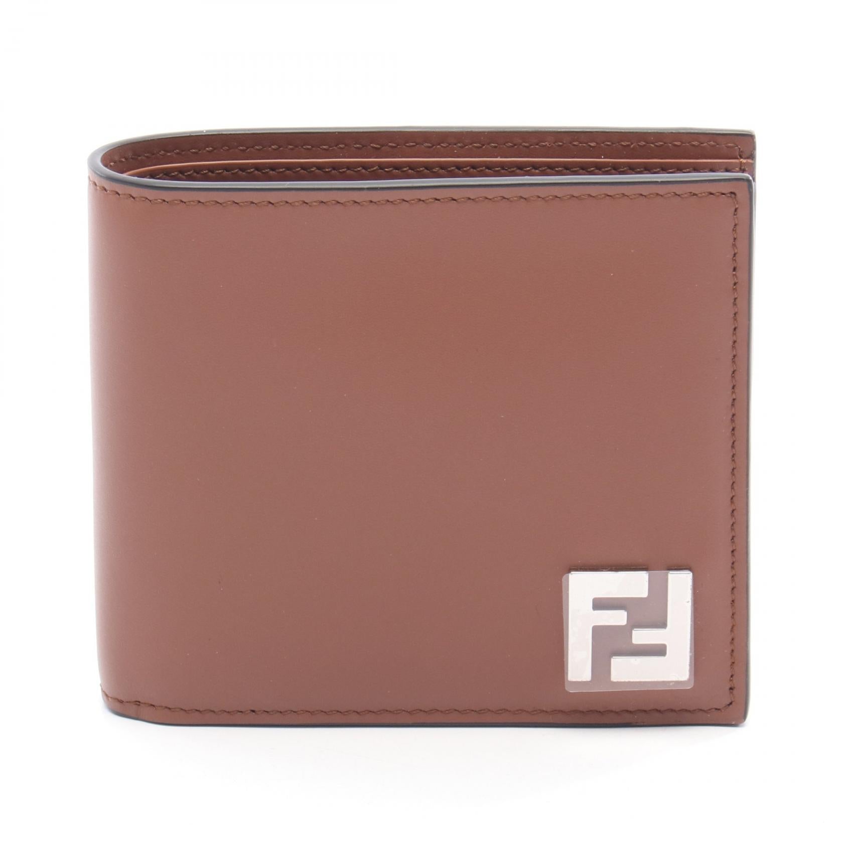 FFスクエア 二つ折り財布 レザー PVC ブラウン ブラック フェンディ