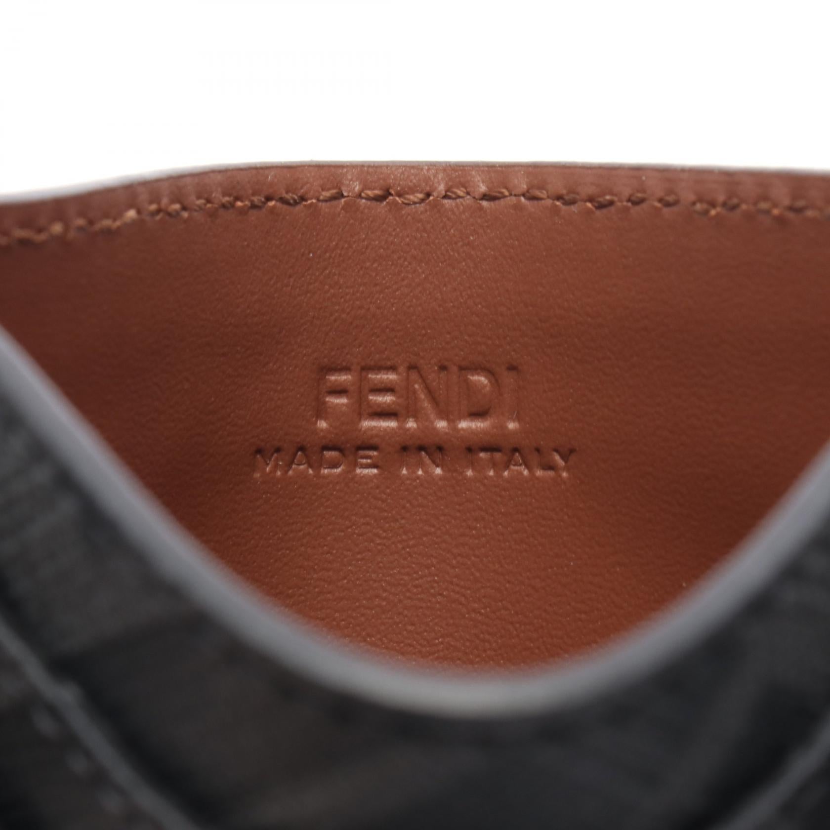 FENDI フェンディ FFスクエアロゴレザーカードケース ブラック/ブラウン FFスクエア カードケース レザー PVC ブラウン ブラック フェンディ