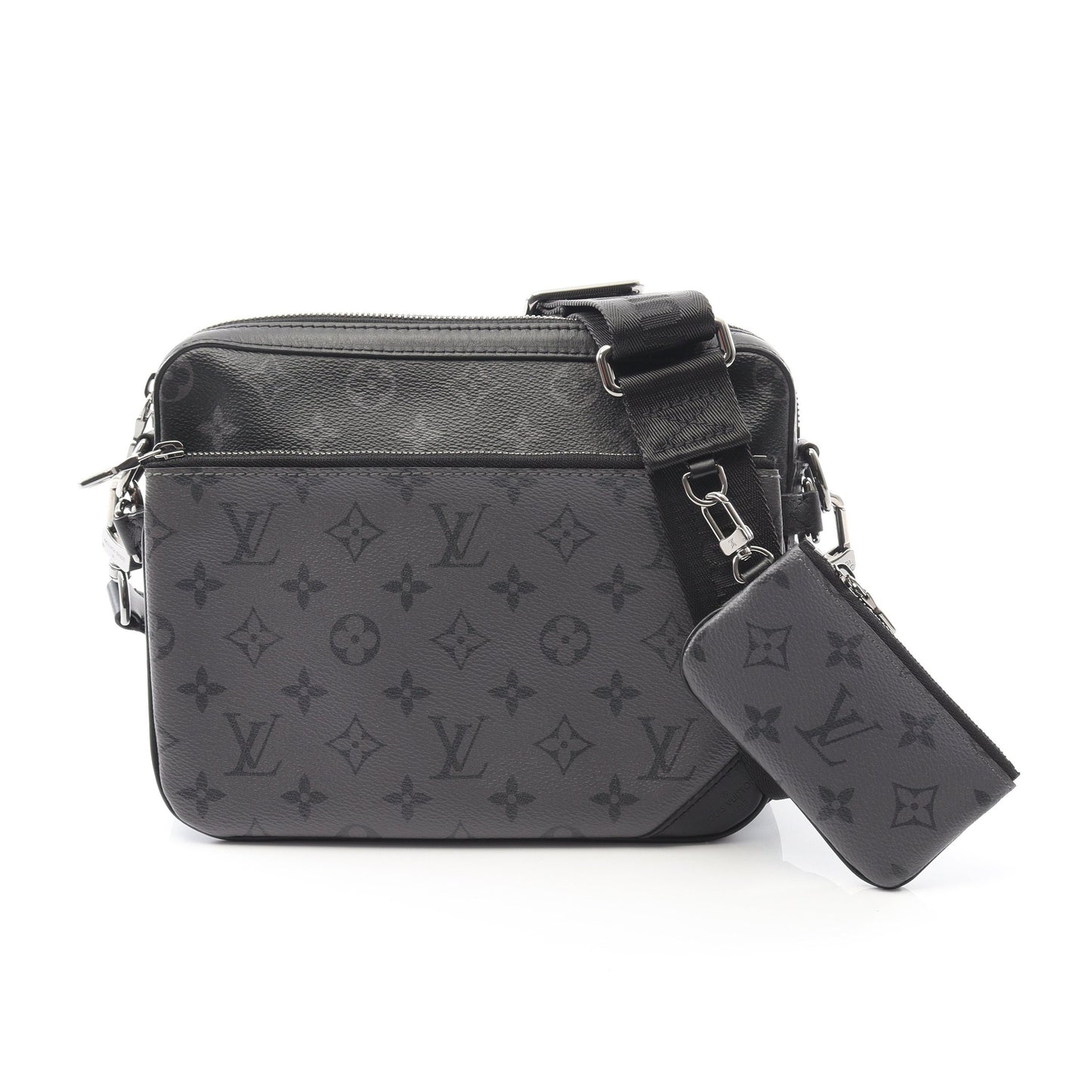 トリオ メッセンジャー モノグラム エクリプス ショルダーバッグ PVC レザー ブラック グレー ルイヴィトン バッグ LOUIS VUITTON