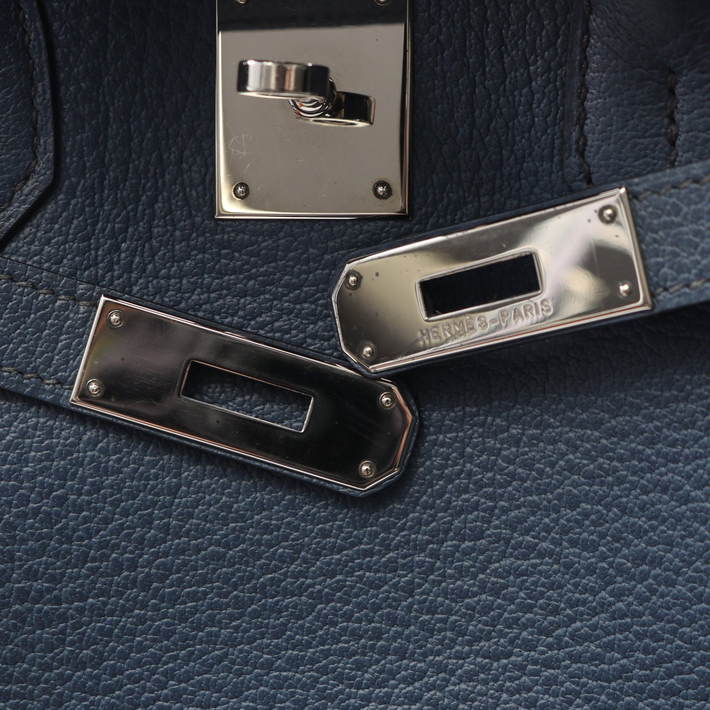 バーキン35 ハンドバッグ フィヨルド ブルー シルバー金具 □I刻印 エルメス バッグ HERMES