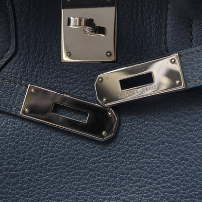 バーキン35 ハンドバッグ フィヨルド ブルー シルバー金具 □I刻印 エルメス バッグ HERMES