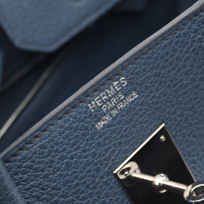 バーキン35 ハンドバッグ フィヨルド ブルー シルバー金具 □I刻印 エルメス バッグ HERMES