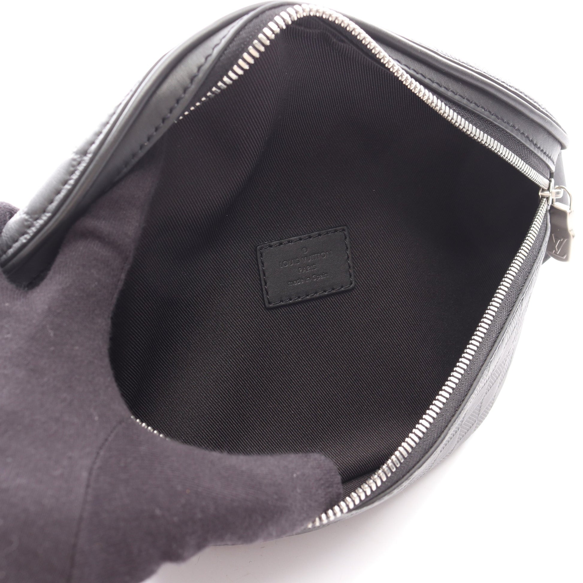 ダミエ アンフィニ バムバッグ ボディバッグ ウエストバッグ レザー ブラック ルイヴィトン バッグ LOUIS VUITTON