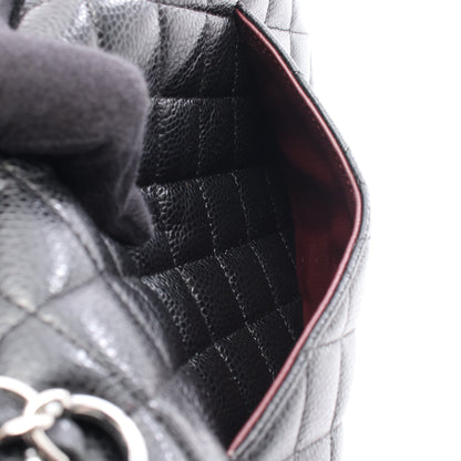 マトラッセ Wフラップ Wチェーンショルダーバッグ キャビアスキン ブラック シルバー金具 シャネル バッグ CHANEL