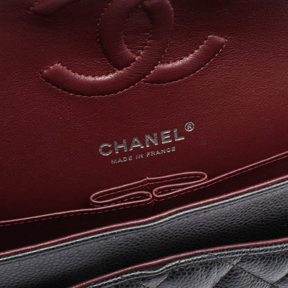 マトラッセ Wフラップ Wチェーンショルダーバッグ キャビアスキン ブラック シルバー金具 シャネル バッグ CHANEL