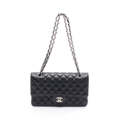 マトラッセ Wフラップ Wチェーンショルダーバッグ キャビアスキン ブラック シルバー金具 シャネル バッグ CHANEL
