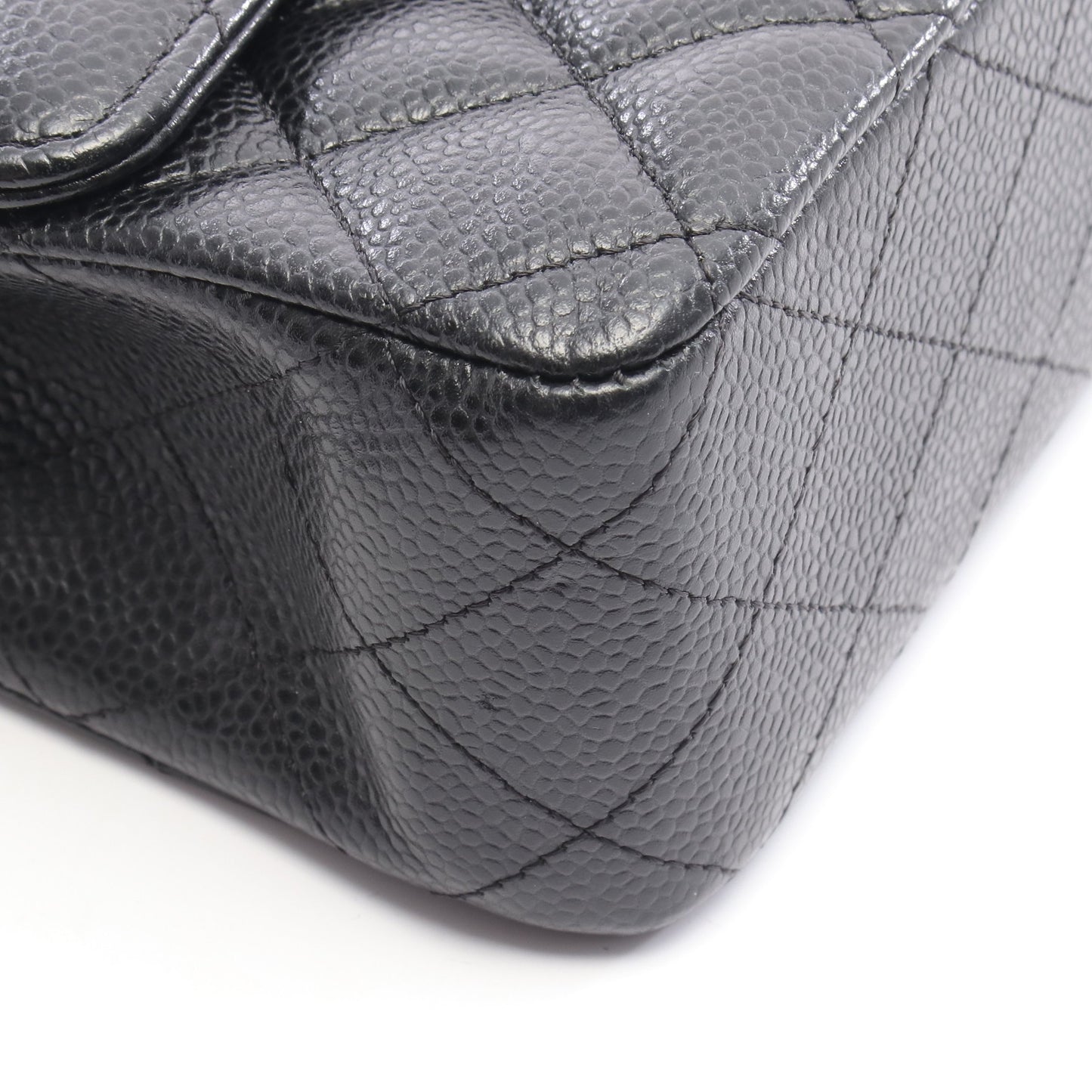 マトラッセ Wフラップ Wチェーンショルダーバッグ キャビアスキン ブラック シルバー金具 シャネル バッグ CHANEL