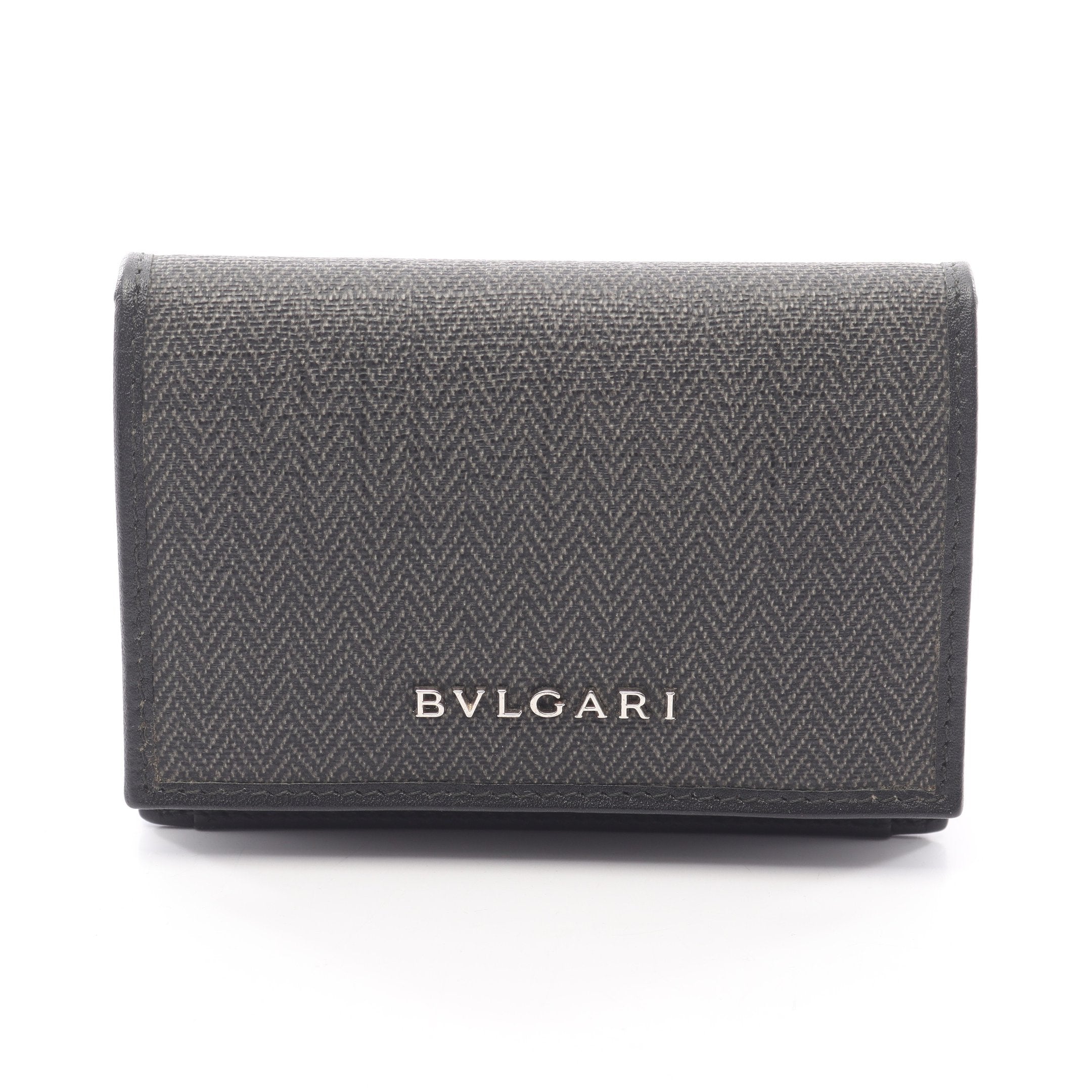 ブルガリ　ウィークエンド　二つ折り財布　ロゴプレート　PVC レザー　ブラック ブルガリ ウィークエンド 二つ折り財布 ロゴプレート PVC レザー