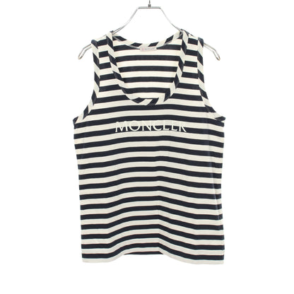 タンクトップ ボーダー フロントロゴプリント コットン ホワイト ネイビー モンクレール トップス MONCLER