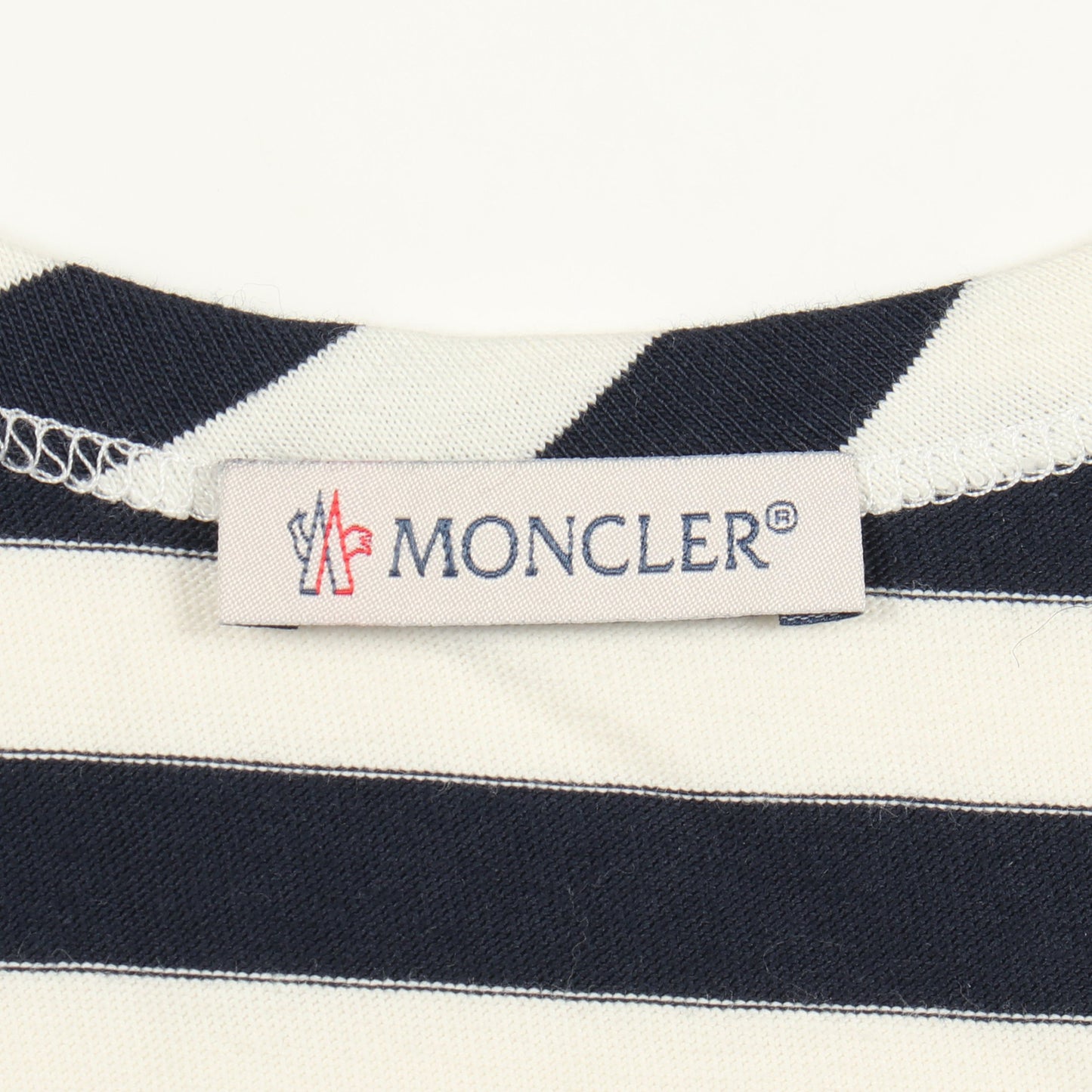 タンクトップ ボーダー フロントロゴプリント コットン ホワイト ネイビー モンクレール トップス MONCLER