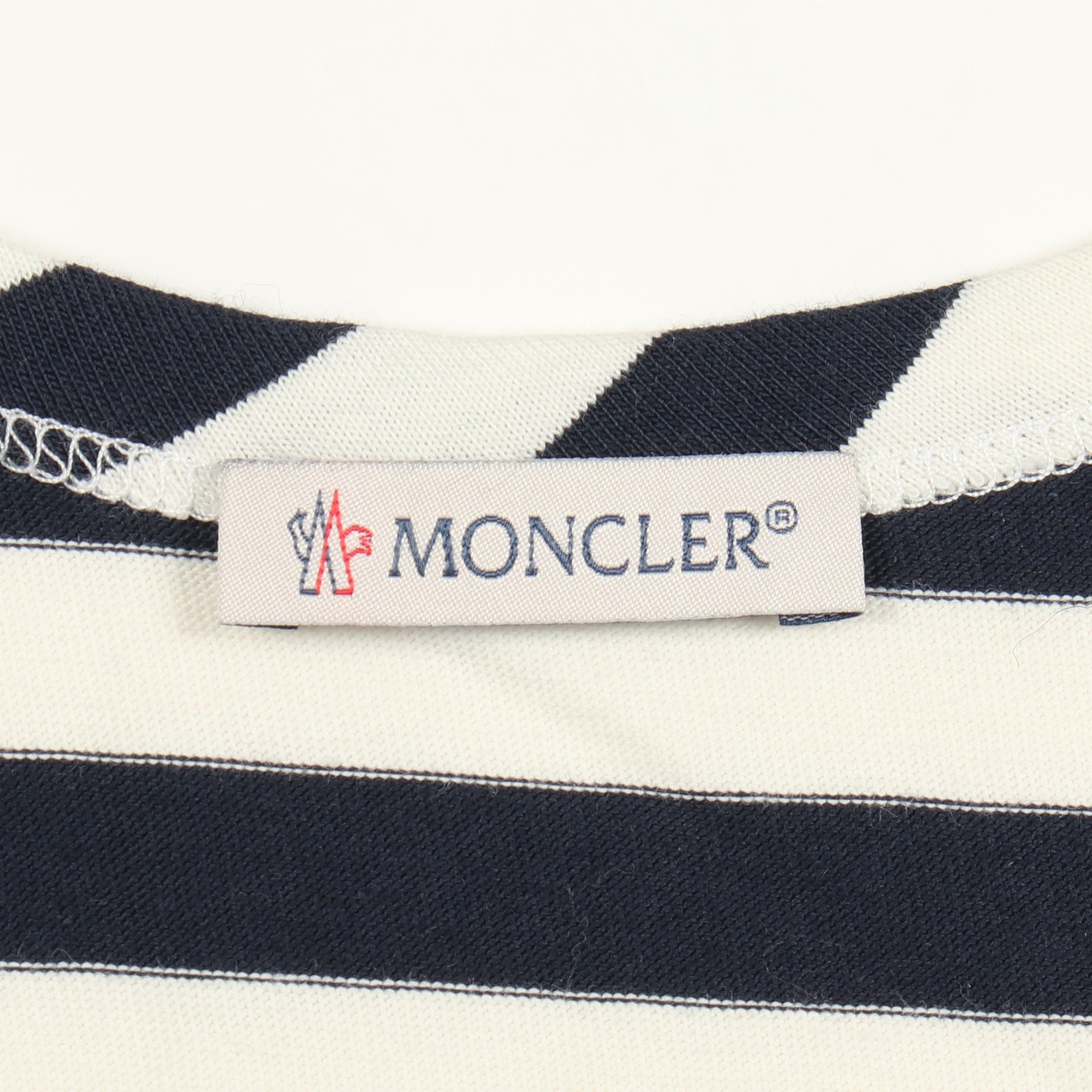 タンクトップ ボーダー フロントロゴプリント コットン ホワイト ネイビー モンクレール トップス MONCLER