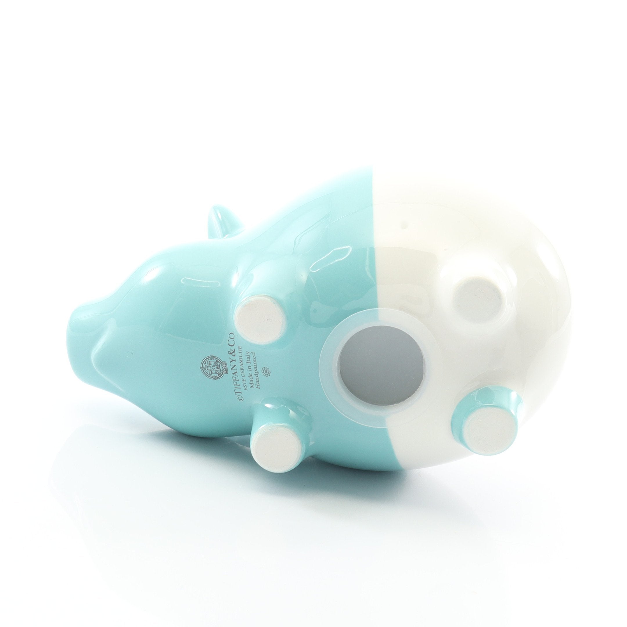 ピギー バンク ブタ 貯金箱 小物 陶器 エメラルドグリーン ホワイト