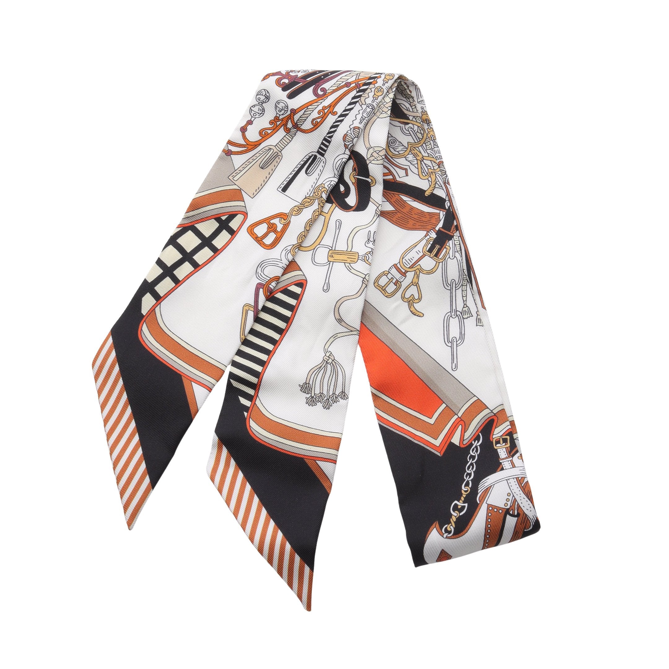 ツイリー BOUQUETS SELLIER リボン スカーフ シルク ブラック ホワイト