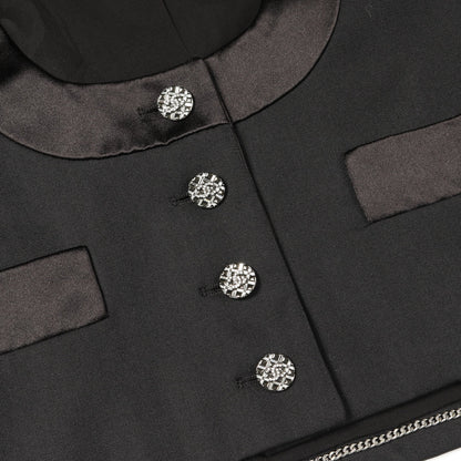 ココマークボタン ノーカラージャケット ウール ブラック シャネル アウター CHANEL