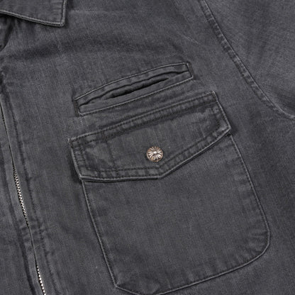 クロスボールボタン デニムジャケット コットン ダークグレー ジップアップ 中綿 クロムハーツ アウター Chrome Hearts