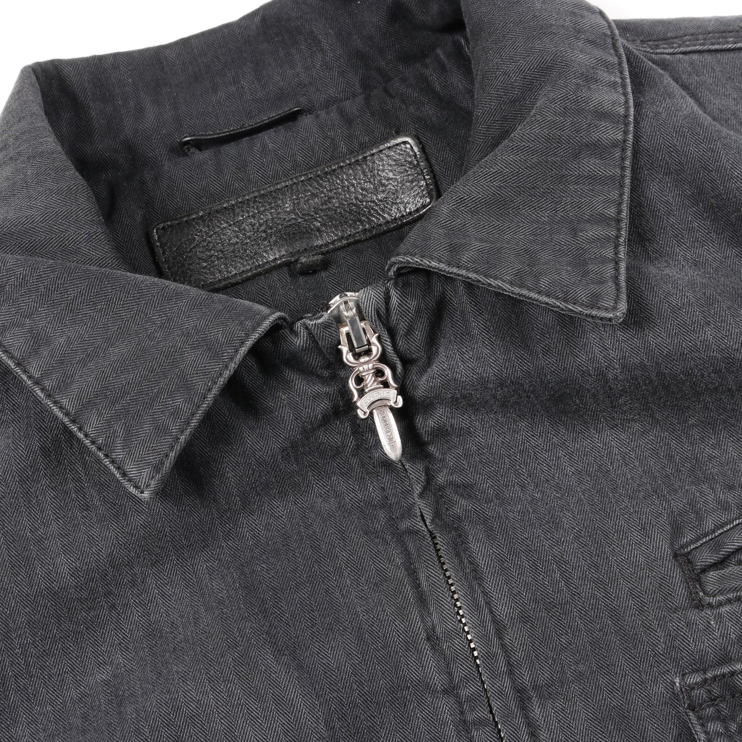 クロスボールボタン デニムジャケット コットン ダークグレー ジップアップ 中綿 クロムハーツ アウター Chrome Hearts