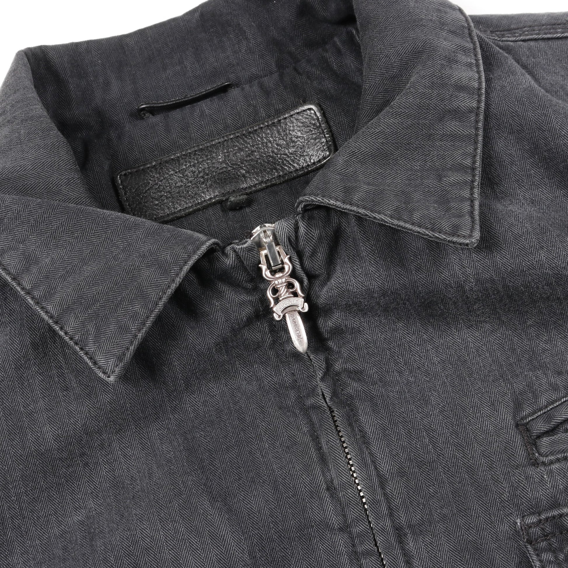 クロスボールボタン デニムジャケット コットン ダークグレー ジップアップ 中綿 クロムハーツ アウター Chrome Hearts