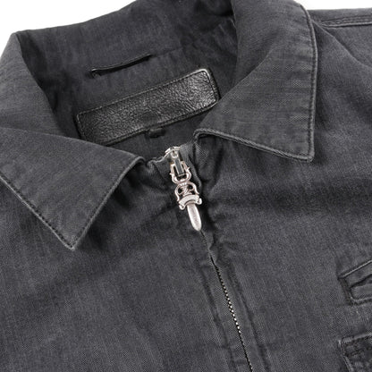 クロスボールボタン デニムジャケット コットン ダークグレー ジップアップ 中綿 クロムハーツ アウター Chrome Hearts