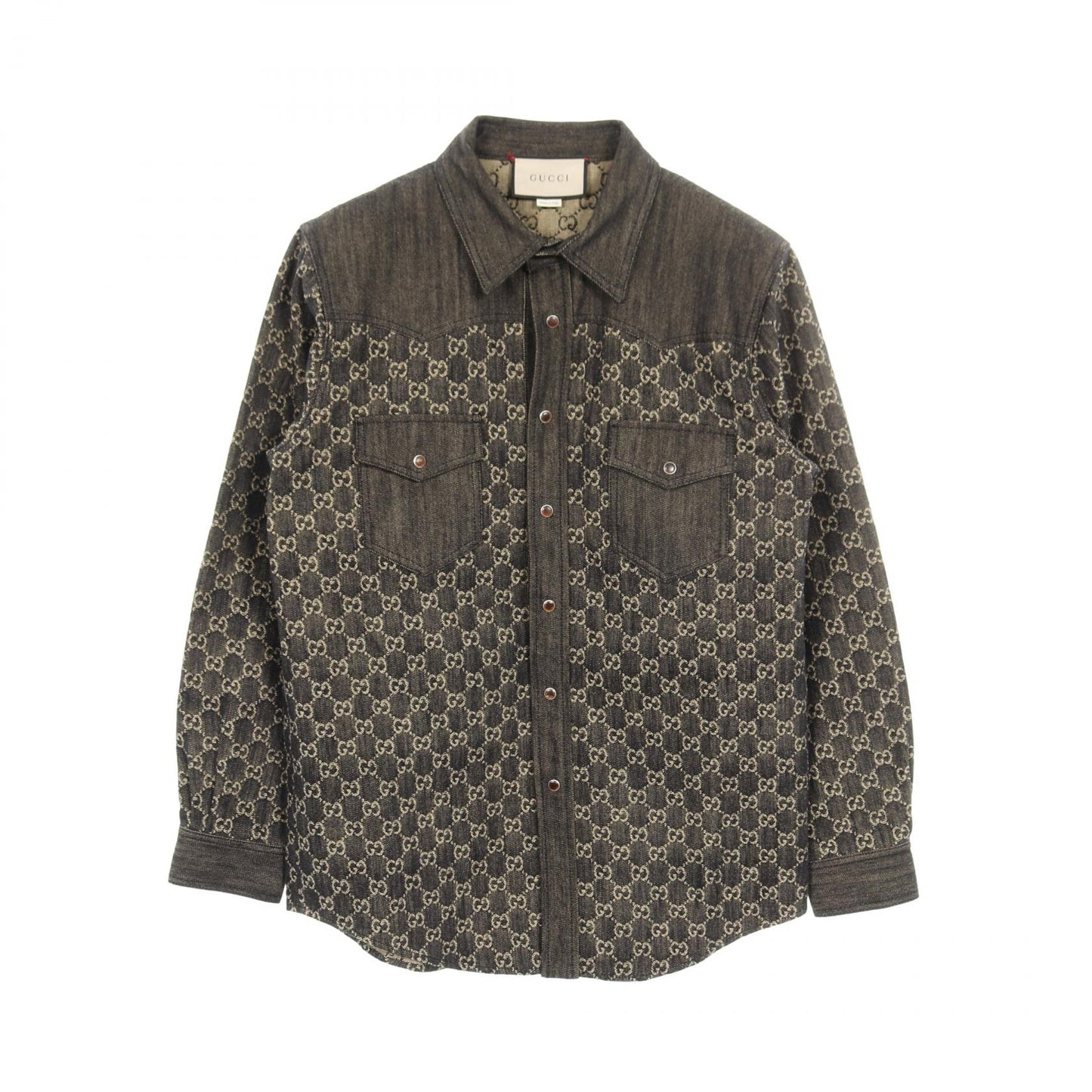GGジャガード シャツ デニムジャケット コットン ブラック グッチ アウター GUCCI