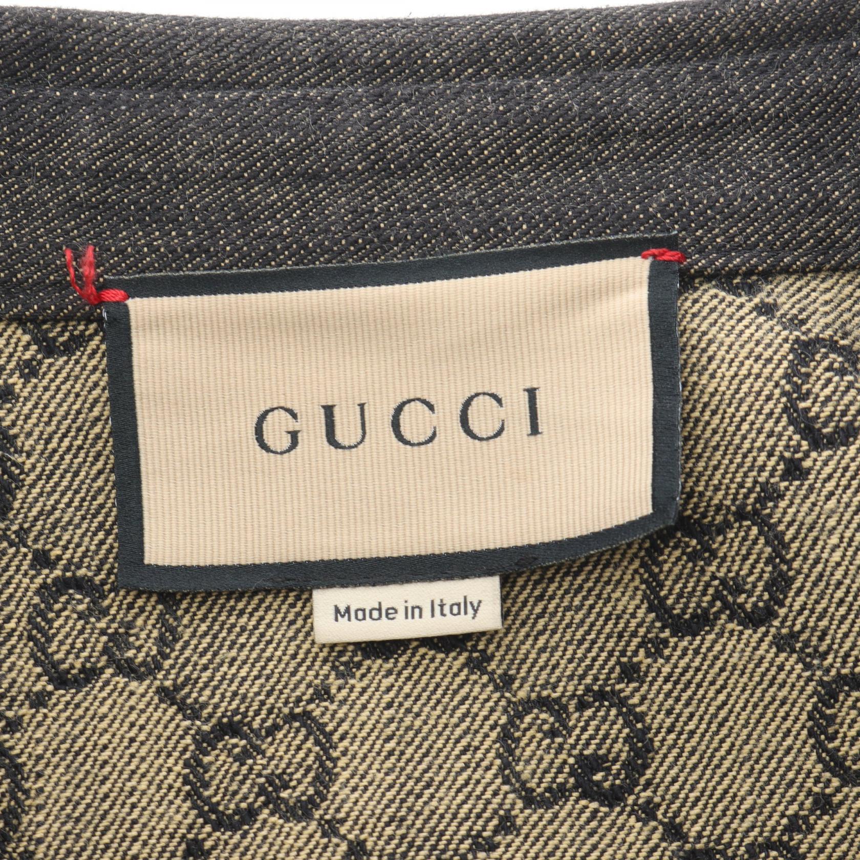 GGジャガード シャツ デニムジャケット コットン ブラック グッチ アウター GUCCI
