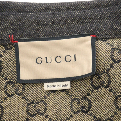 GGジャガード シャツ デニムジャケット コットン ブラック グッチ アウター GUCCI