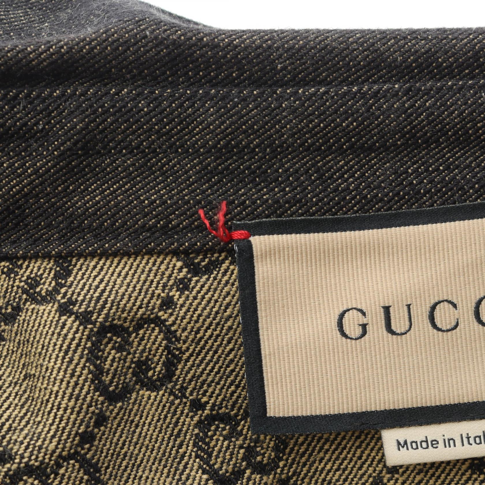 GGジャガード シャツ デニムジャケット コットン ブラック グッチ アウター GUCCI