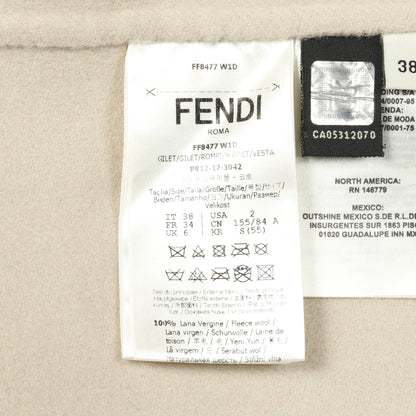 ロングジレ ベスト ウール フォックスファー ライトブルー ベージュ フェンディ アウター FENDI