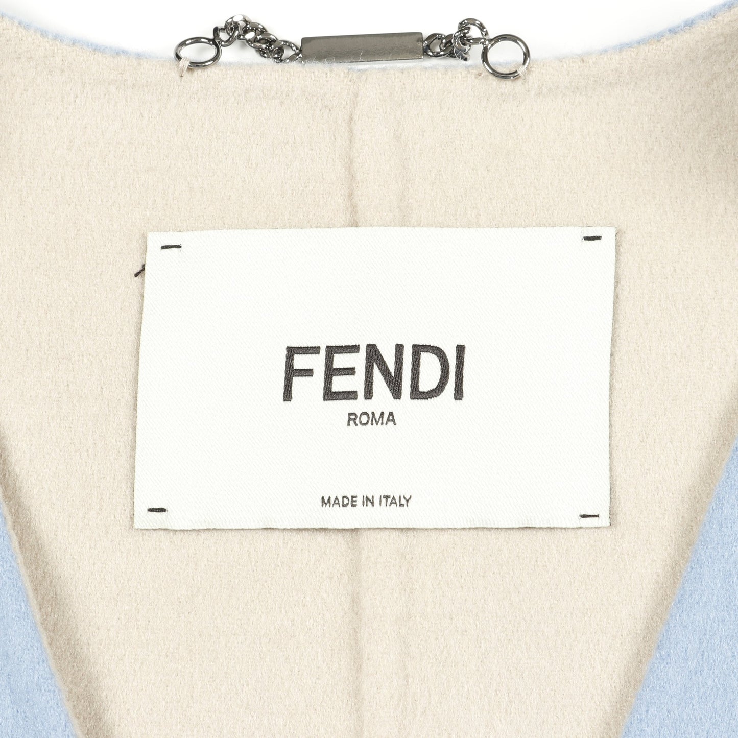 ロングジレ ベスト ウール フォックスファー ライトブルー ベージュ フェンディ アウター FENDI