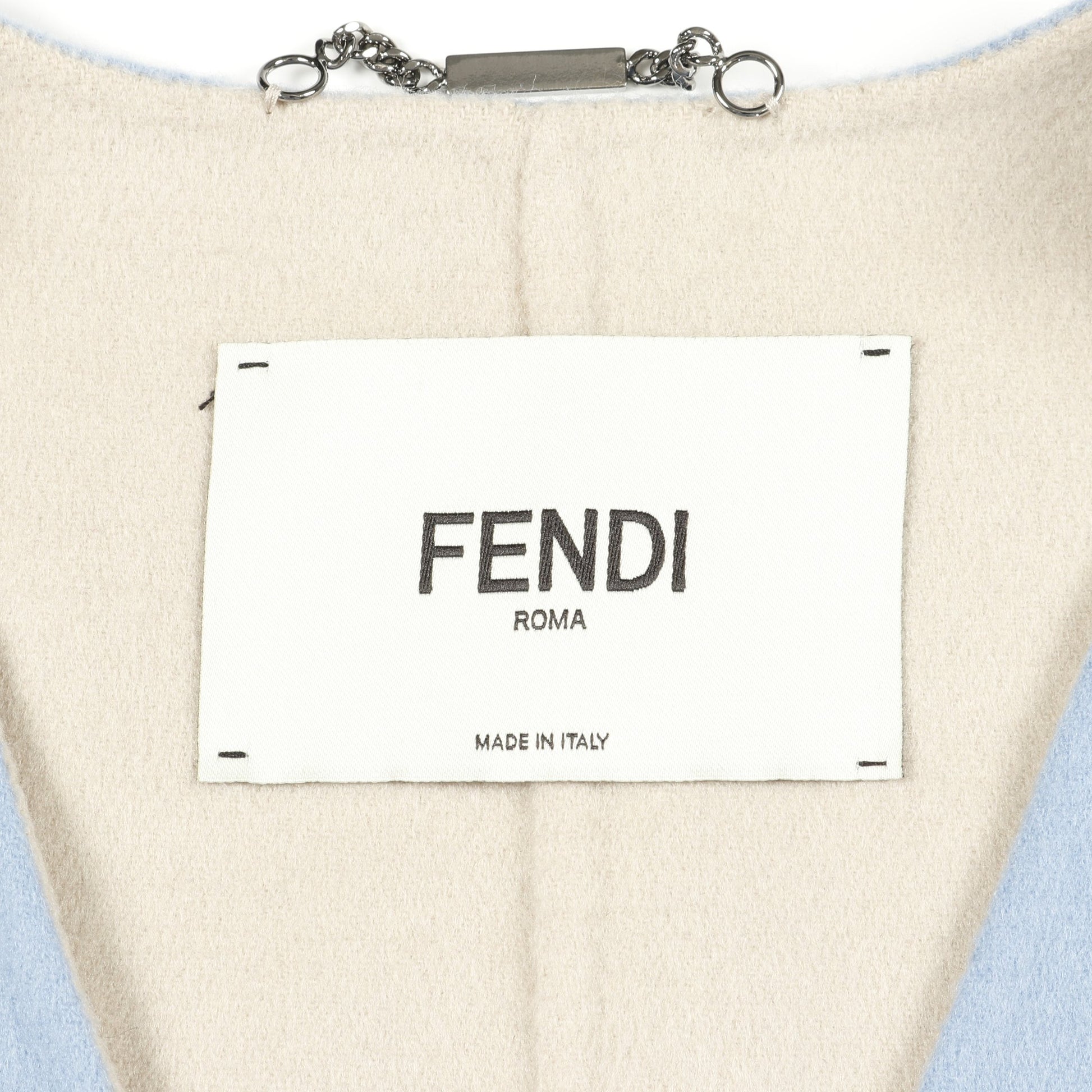 ロングジレ ベスト ウール フォックスファー ライトブルー ベージュ フェンディ アウター FENDI