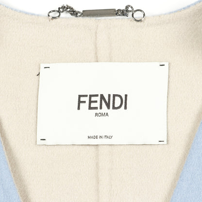 ロングジレ ベスト ウール フォックスファー ライトブルー ベージュ フェンディ アウター FENDI
