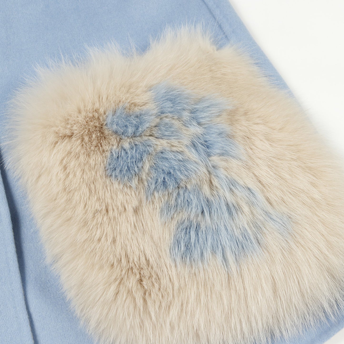 ロングジレ ベスト ウール フォックスファー ライトブルー ベージュ フェンディ アウター FENDI