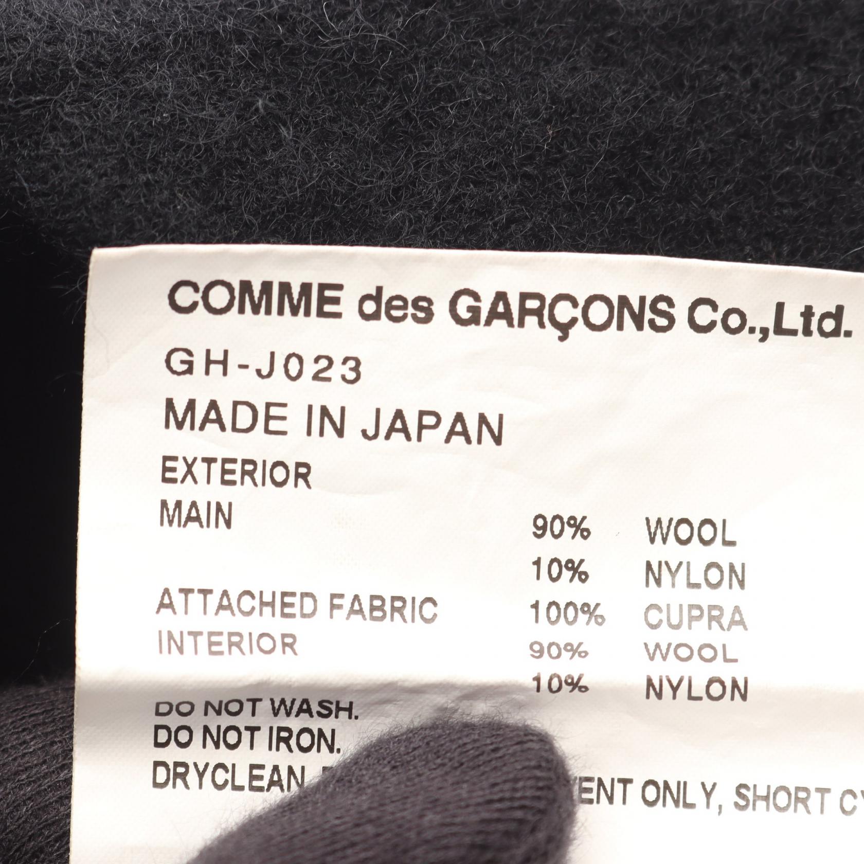 インサイドアウト レイヤード ロングジャケット コート ウール ナイロン ブラック 切替 変形 ヤブレ加工 コムデギャルソン アウター Comme des Garcons