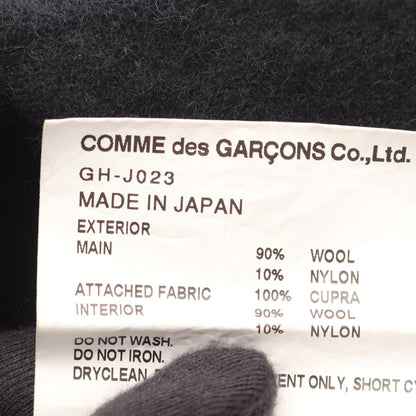 インサイドアウト レイヤード ロングジャケット コート ウール ナイロン ブラック 切替 変形 ヤブレ加工 コムデギャルソン アウター Comme des Garcons