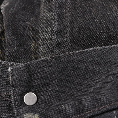 デニムジャケット コットン ダークグレー ダメージ加工 ペイント加工 ユーズド加工 バレンシアガ アウター BALENCIAGA