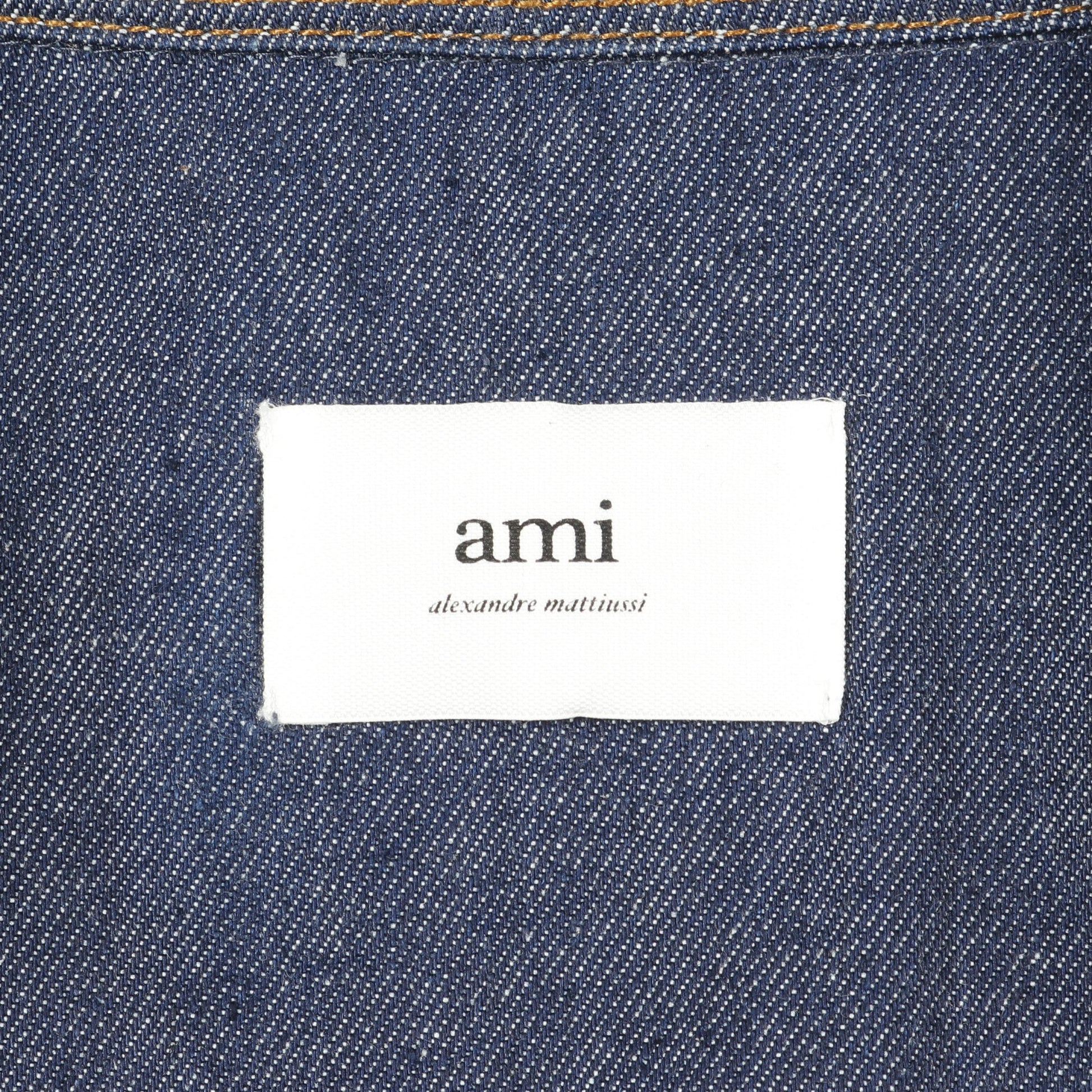 ハートロゴ刺繍 デニムシャツ 長袖 コットン インディゴブルー アミアレクサンドルマテュッシ トップス AMI Alexandre Mattiussi