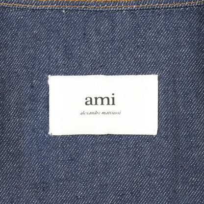ハートロゴ刺繍 デニムシャツ 長袖 コットン インディゴブルー アミアレクサンドルマテュッシ トップス AMI Alexandre Mattiussi