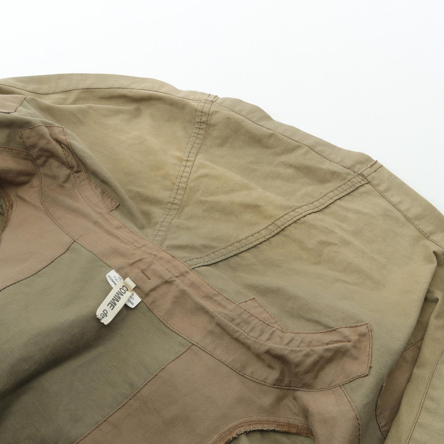 ジャケット 変形デザイン コットン カーキグリーン フード付き 色ムラ加工 コムデギャルソン アウター Comme des Garcons