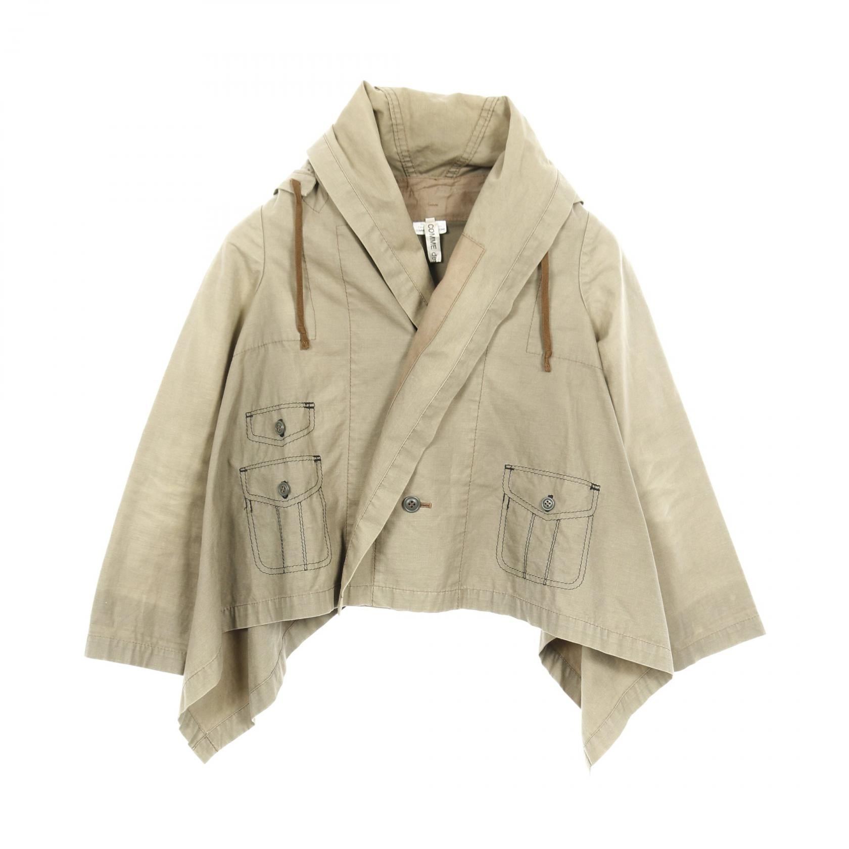 ジャケット 変形デザイン コットン カーキグリーン フード付き 色ムラ加工 コムデギャルソン アウター Comme des Garcons