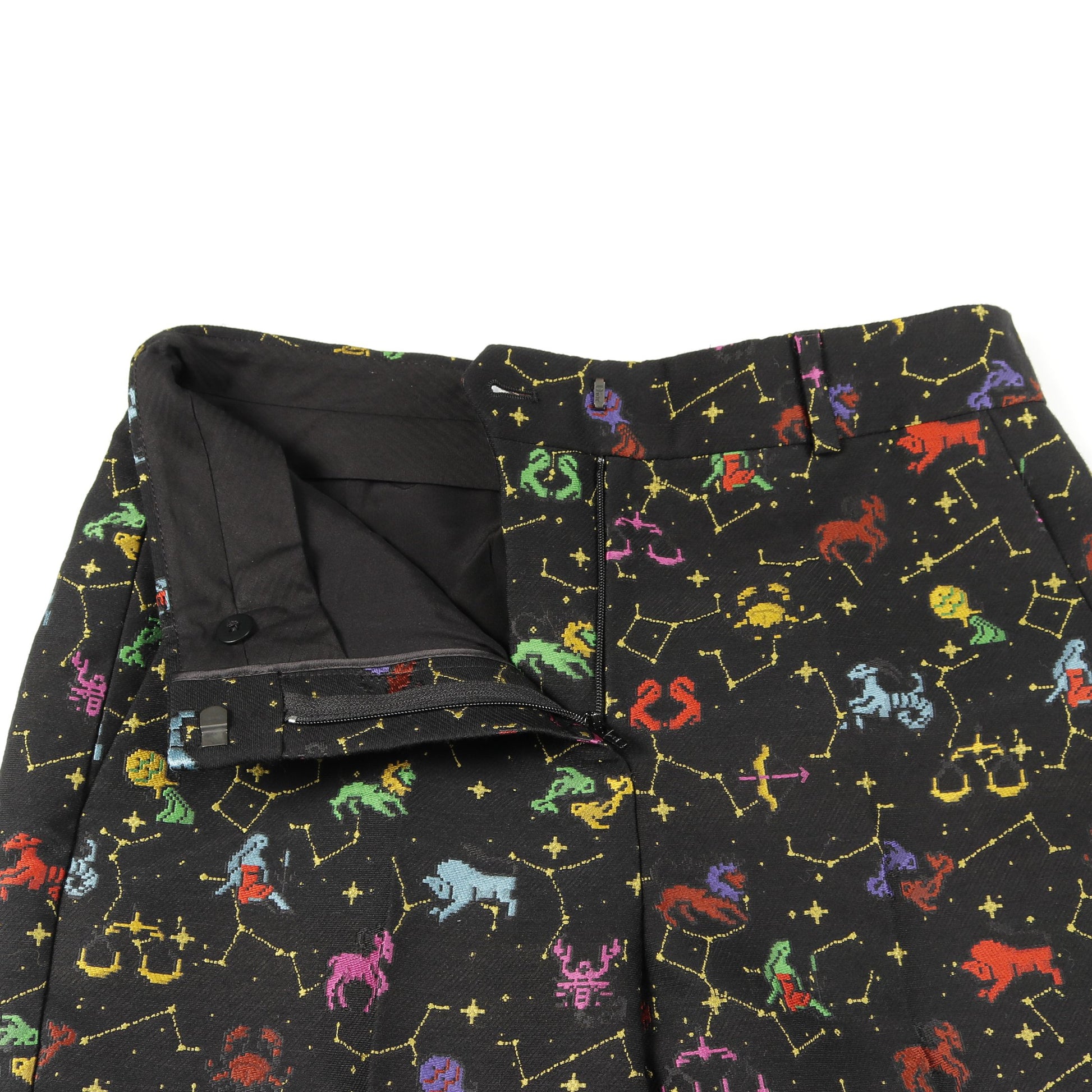ゾディアック ピクセル パンツ 星座 総柄 ウール シルク ブラック マルチカラー クリスチャンディオール ボトムス Christian Dior