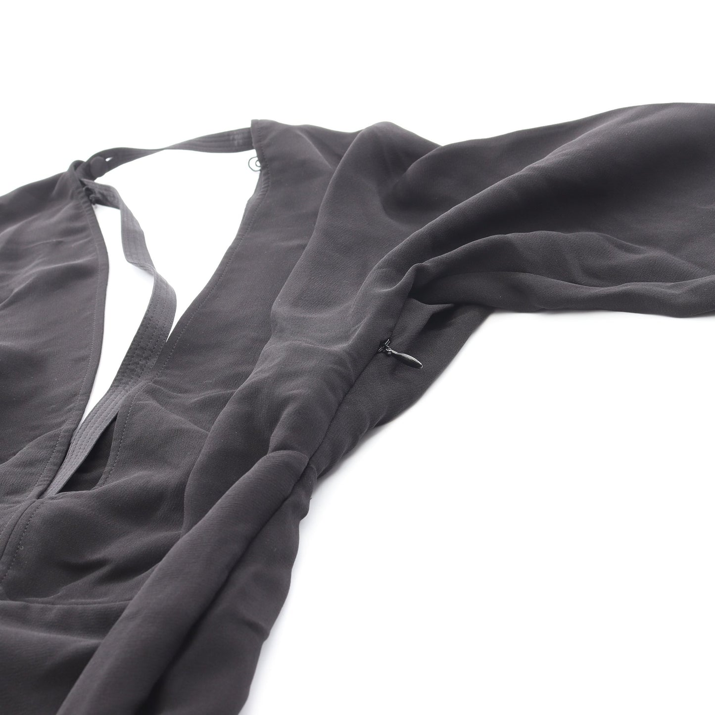 Emelia Pleated ワンピース シルク ブラック 袖ファスナー バーバリー ワンピース BURBERRY