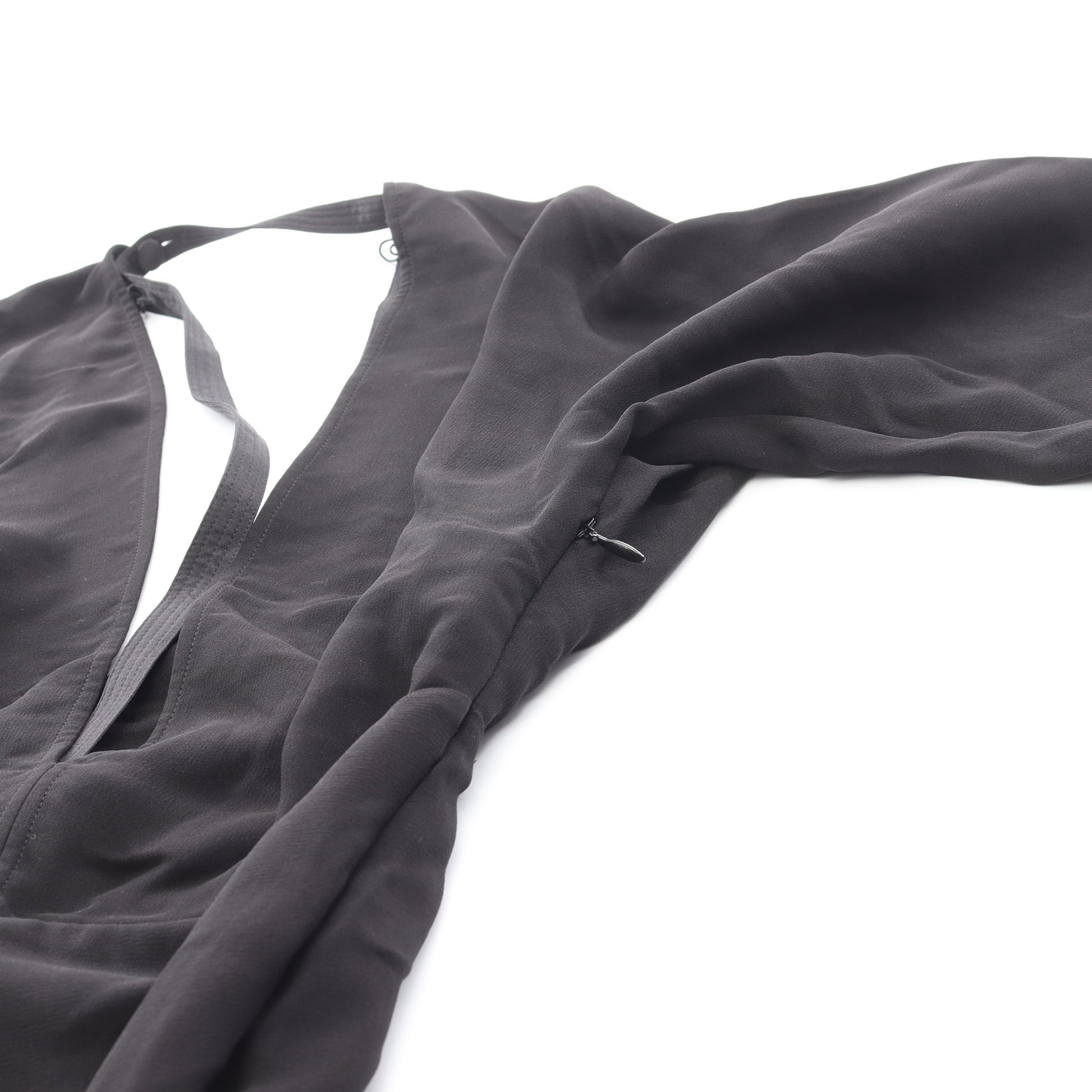 Emelia Pleated ワンピース シルク ブラック 袖ファスナー バーバリー ワンピース BURBERRY
