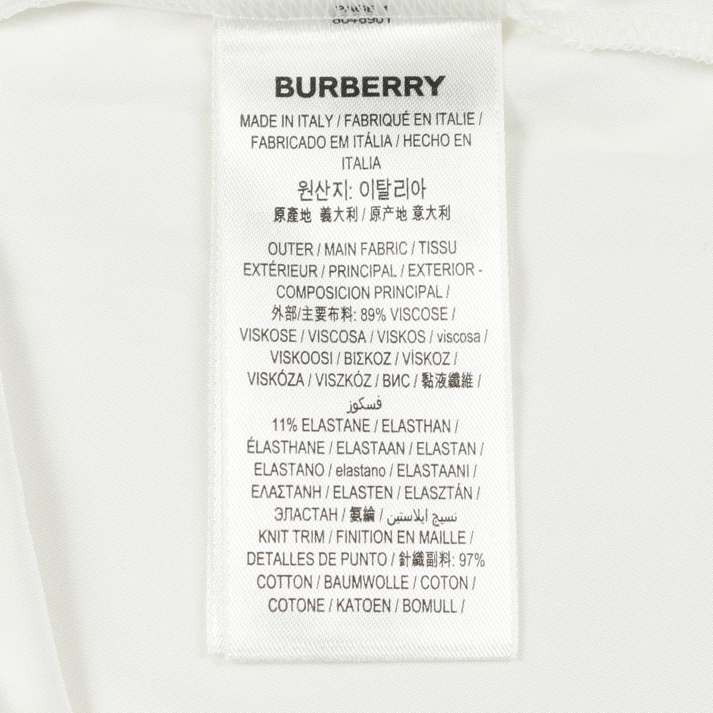 カットソー Tシャツ ビスコース ホワイト 変形デザイン バーバリー トップス BURBERRY