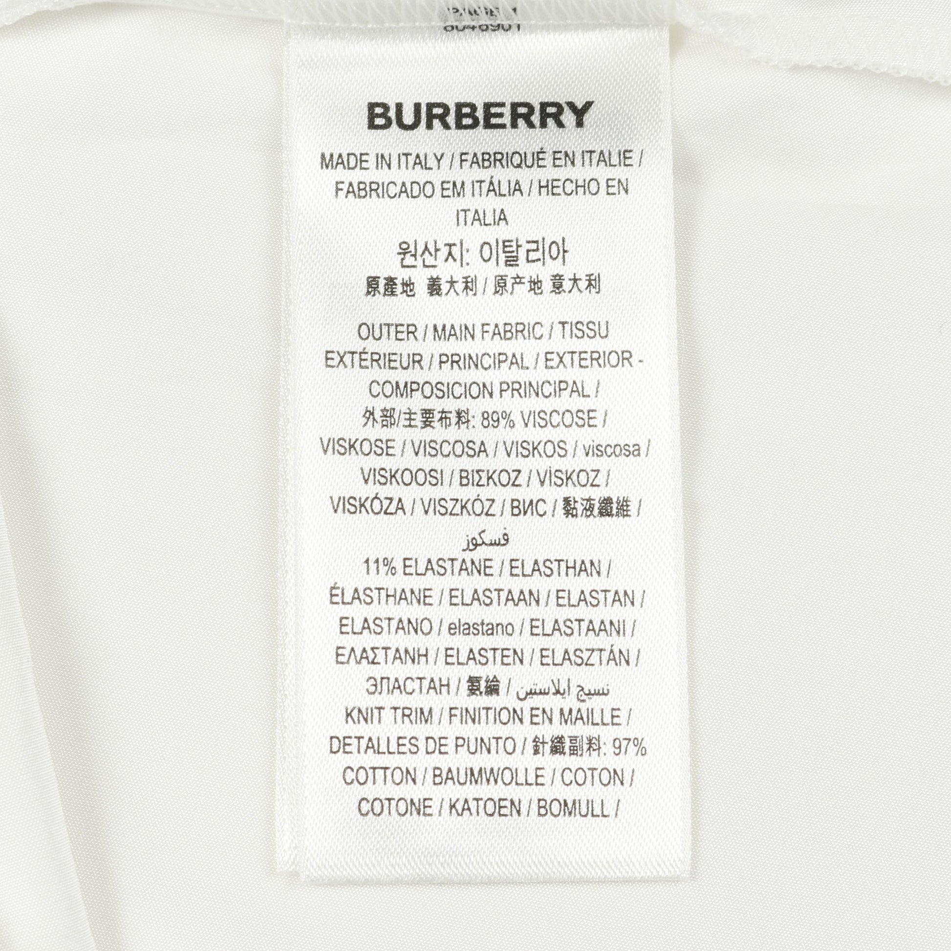 カットソー Tシャツ ビスコース ホワイト 変形デザイン バーバリー トップス BURBERRY