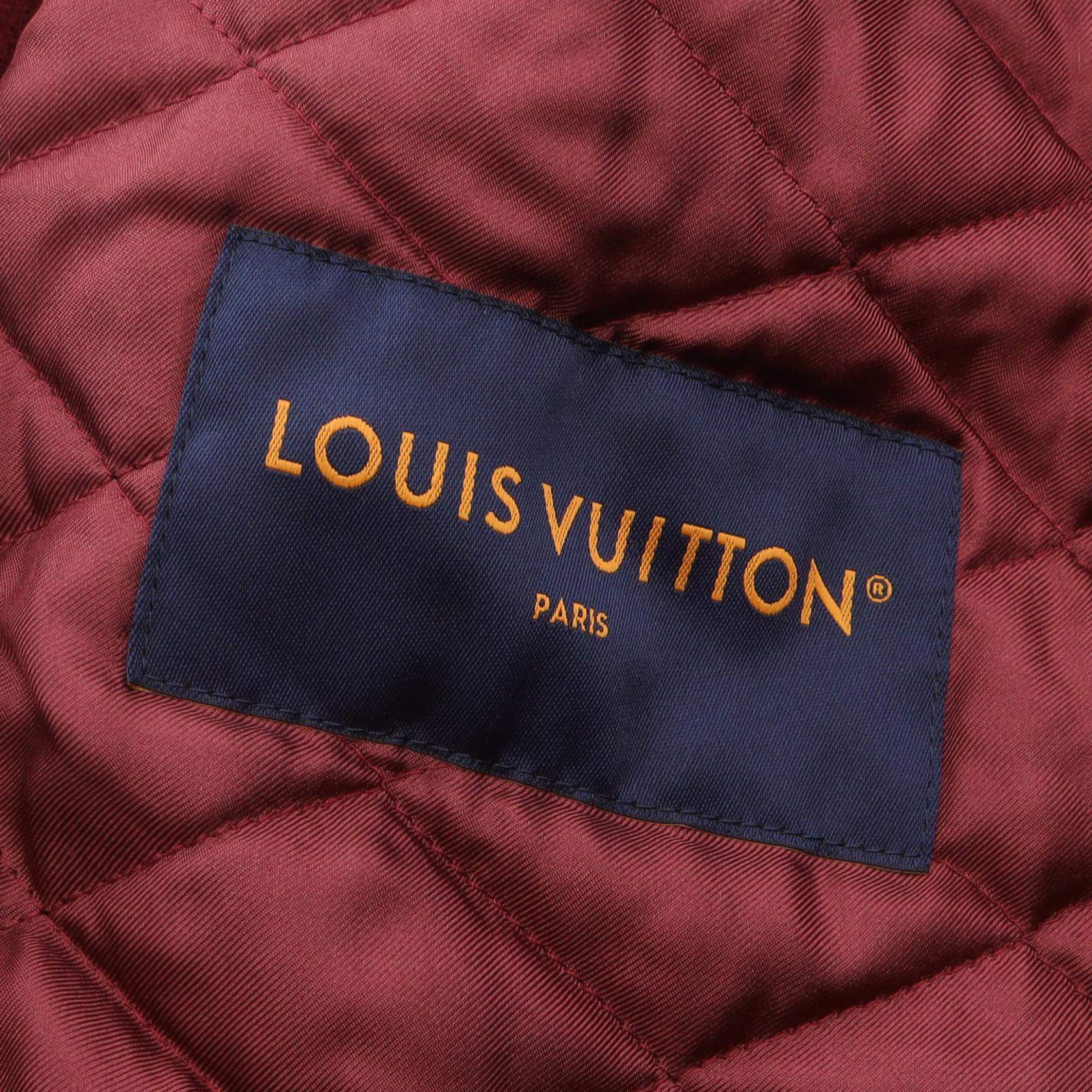 バーシティ ジャケット スタジャン ウール レザー ボルドー アイボリー マルチカラー ルイヴィトン アウター LOUIS VUITTON