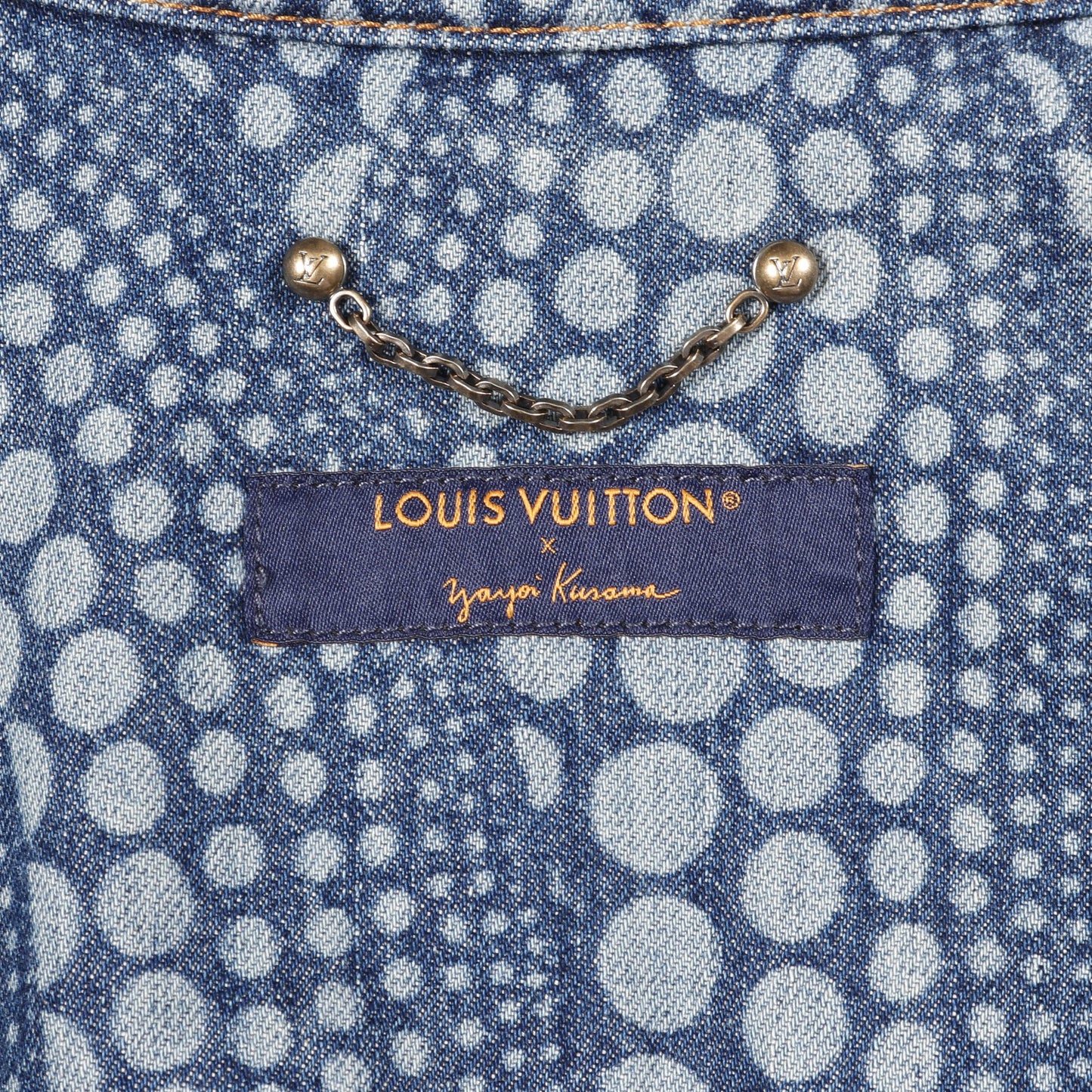 LV × YK オールオーバーパンプキン デニムジャケット コットン ブルー ジップアップ 草間彌生 ルイヴィトン アウター LOUIS VUITTON