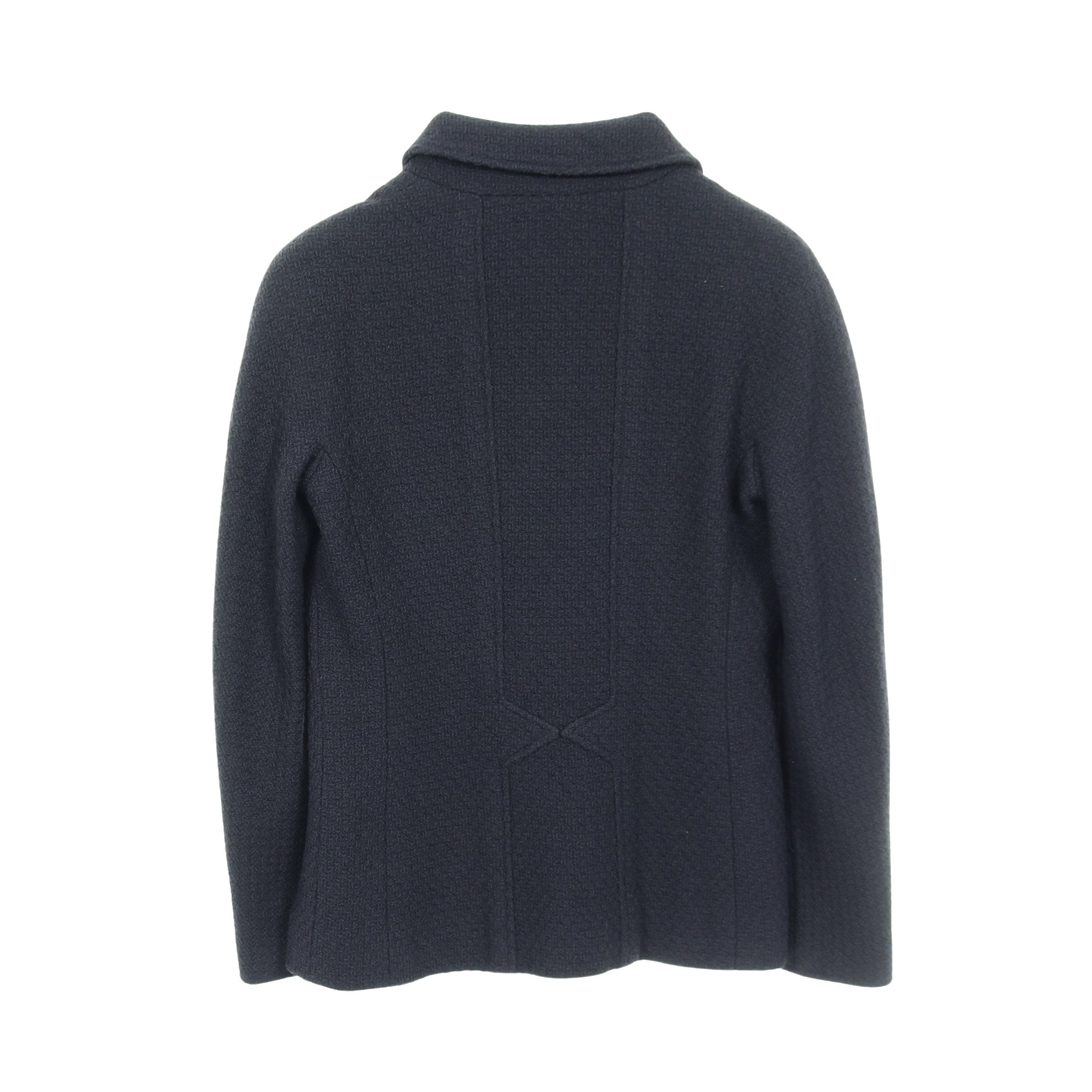 ココマークボタン ツイード ジャケット ウール ネイビー シャネル – RECLO