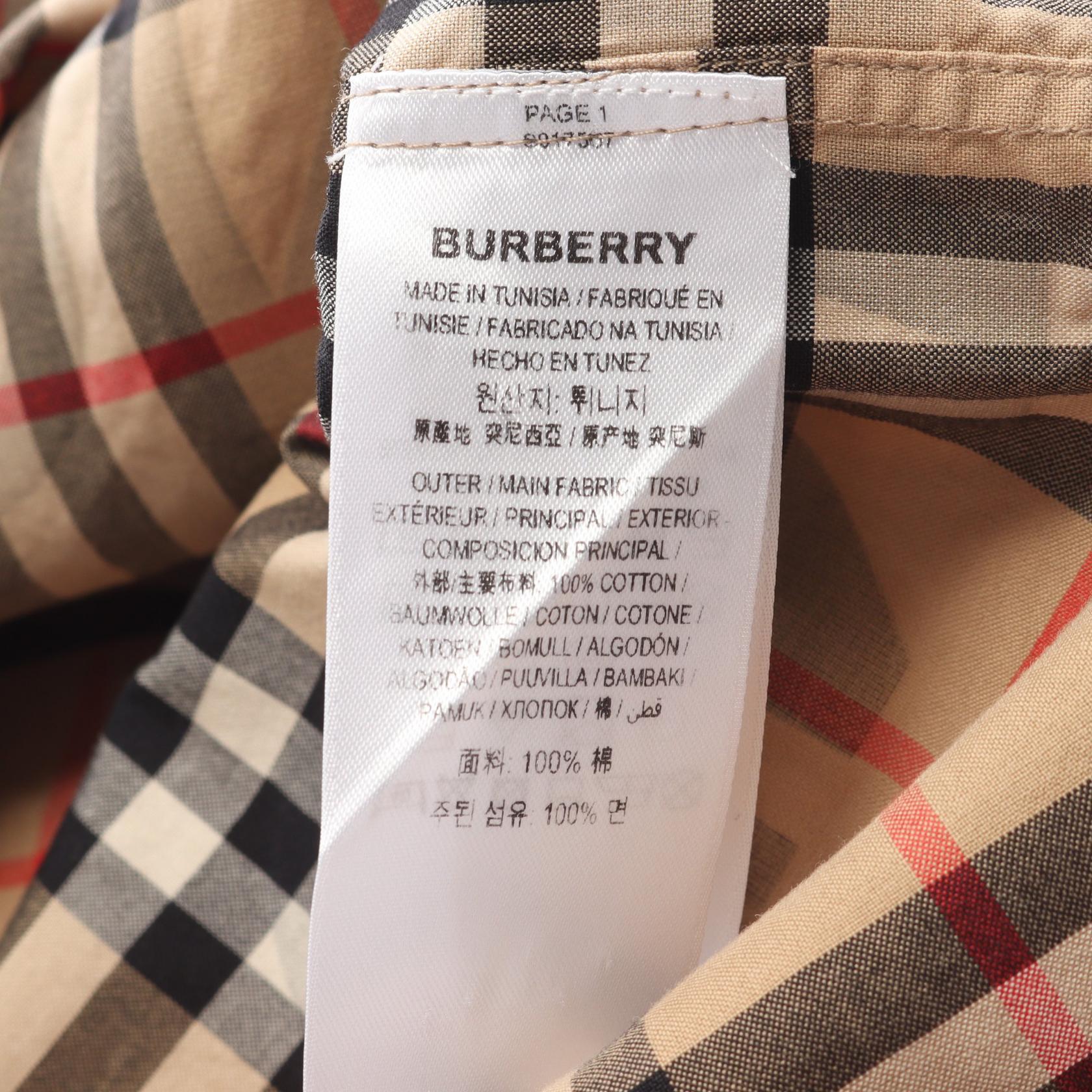 ノバチェック シャツ 長袖 ロゴプリント コットン ベージュ マルチカラー バーバリー トップス BURBERRY