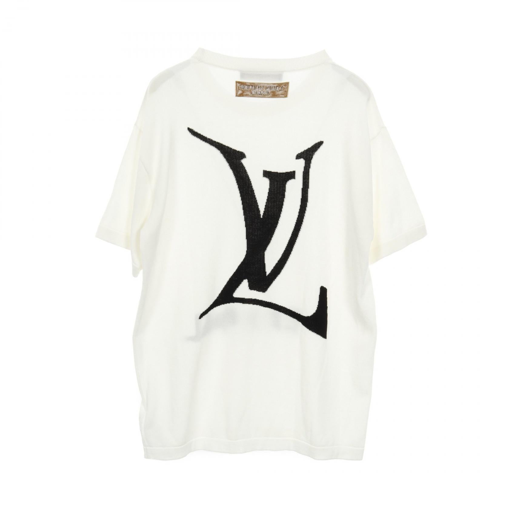 END GOAL エンドゴールLV ニット クルーネック 半袖 コットン オフホワイト ブラック ルイヴィトン トップス LOUIS VUITTON