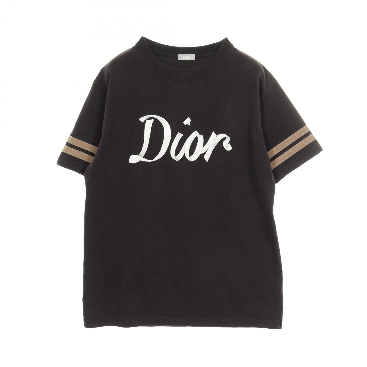 Tシャツ クルーネック 半袖 ロゴ刺繍 コットン ブラック ディオール トップス DIOR